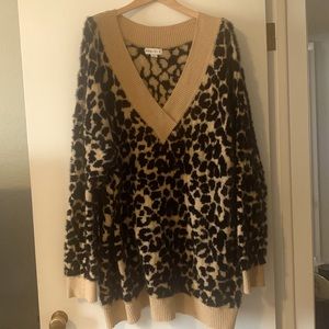 ‘Oversized’ leopard fuzzy sweater